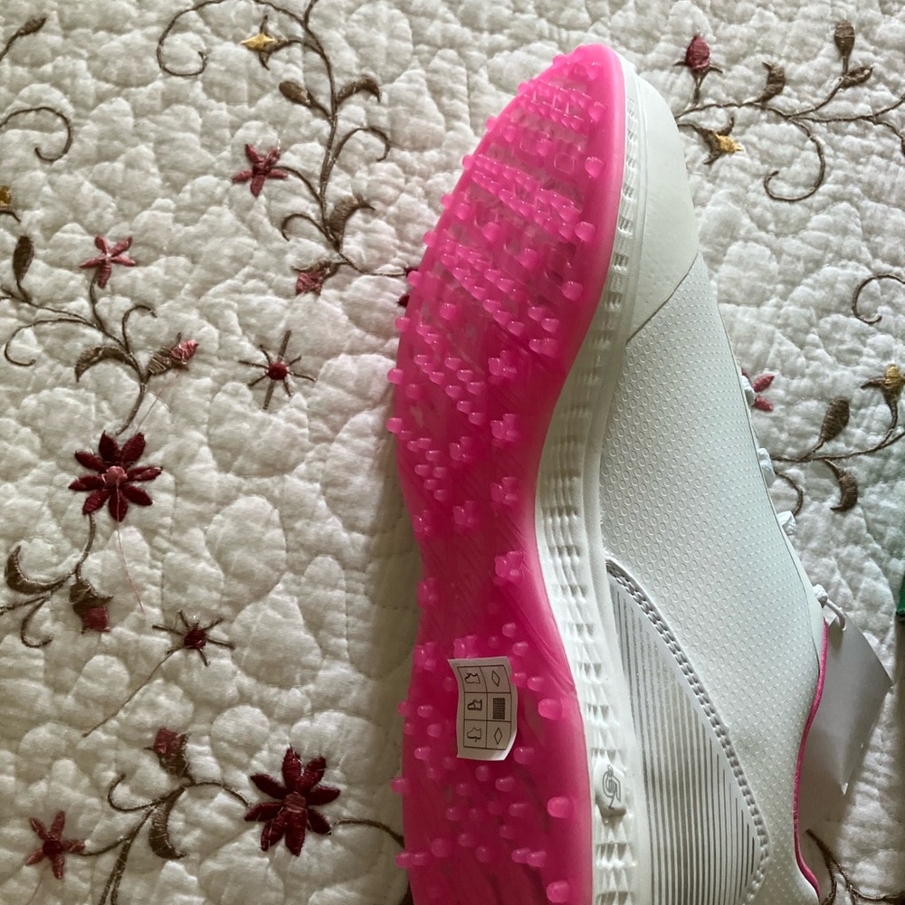 Skechers White and Pink Golf Shoes with Bold Rubber Sole. NIB